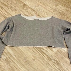 Woman’s Wild Fable Gray Cropped + Off the Shoulder Sweater